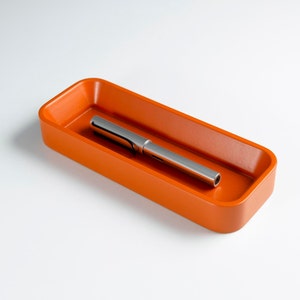 Orange Pen Holder, Orange Desk Accessories, Home Office Decor, Small Desk Organizer Tray