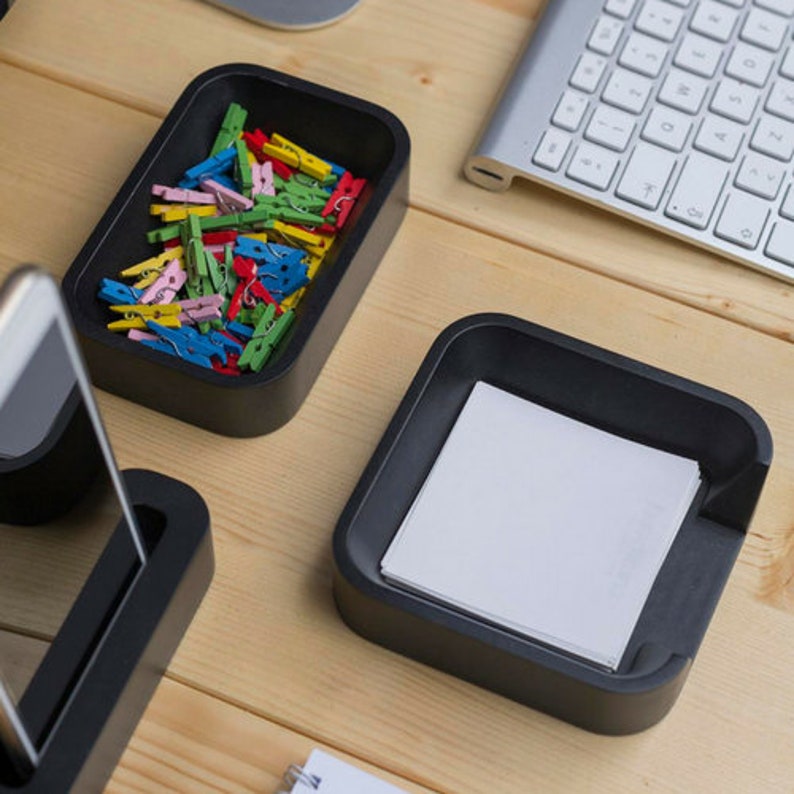 Black Notepad Holder Modern Desktop Organizer Office Desk Etsy