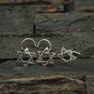 Star of david nose stud, 925 Sterling silver nose stud  , ,Jewelry Nose Stud, Body Piercing Jewelry, Nose Piercing, Body Jewelry