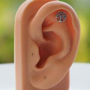 Tree of Life -20 gauge, 18gauge ,16gauge Surgical stainless steel Labret Barbell,  Push Pin Post , Flat Back ,Cartilage earring