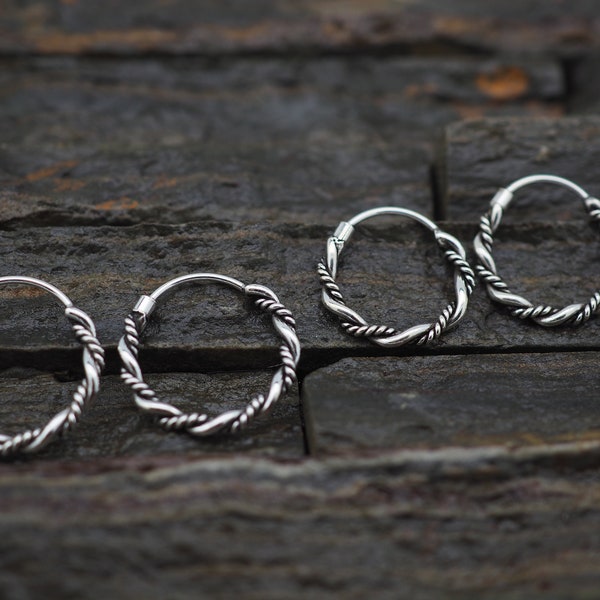 Twist earring , Bali Hoop Earrings, 925 sterling Silver, Weave Bali Hoop Earrings , Minimalist