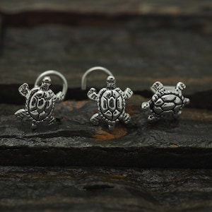 Sterling Silver Turtle Nose Stud: 20 Gauge Body Piercing Jewelry