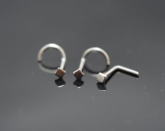 Nose Stud , Square Nose Stud sterling silver nose stud / nose screw, Jewelry Nose Stud, Body Piercing Jewelry, Nose Piercing