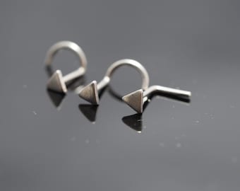 Triangle Nose Stud: 925 Sterling Silver, 18/20 Gauge