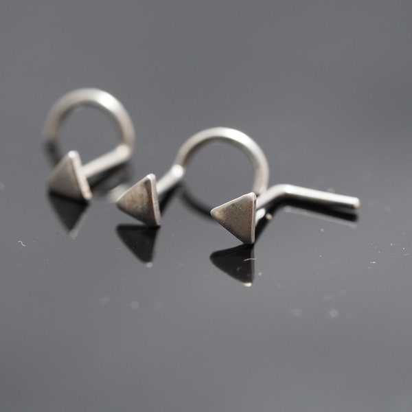 Nose Stud ,Triangle  Nose Stud sterling silver nose stud / nose screw, Jewelry Nose Stud, Body Piercing Jewelry, Nose Piercing