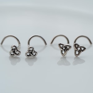Sterling Silver Celtic Knot Nose Stud - 18/20 Gauge Nose Ring