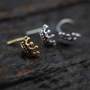 Nose Stud Silver Mini Crown 925 Sterling Silver Crown