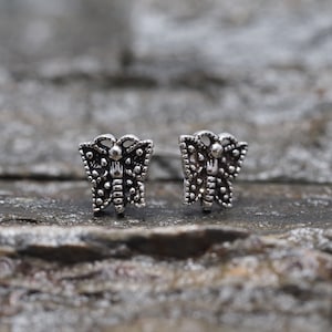 Moth Sterling Silver Stud Earrings: Butterfly Jewelry