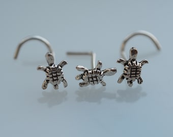 Sterling Silver Sea Turtle Nose Stud - 18, 20 Gauge