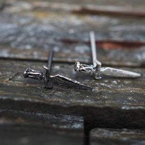 Silver Stud Earrings ,Knife, Sword, Dagger Cartilage Stud Earrings, 925 Sterling Silver,  Helix, Tragus, Piercing Jewelry, Minimal Small