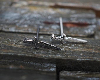 Silber Ohrstecker ,Messer, Schwert, Dolch Knorpel Ohrstecker, 925 Sterling Silber, Helix, Tragus, Piercing Schmuck, Minimal klein