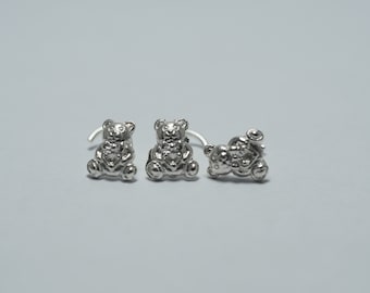 18, 20 Gauge  Bear sterling silver nose stud / nose screw, Jewelry Nose Stud, Silver Nose ring, Nose Piercing, Body Jewelry