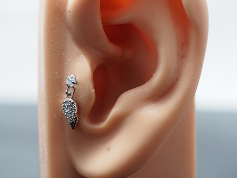 Surgical Stainless Steel Angel Wing Dangle Piercing/ CZ Etsy