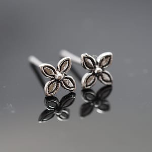 Tiny Flower Stud Earrings: 925 Sterling Silver Minimalist Earrings