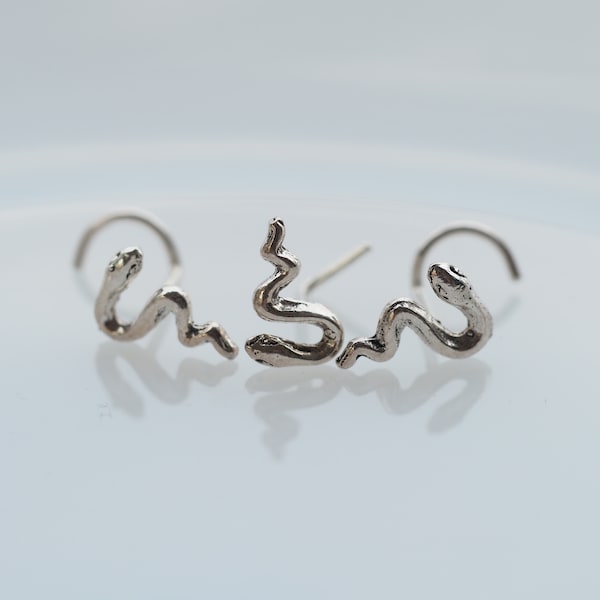 18,20 gauge Snake Nose Stud ,925 Sterling Silver / Nose Stud / nose screw, Body Piercing Jewelry, Silver Nose ring