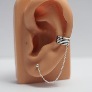 Sterling silver ear cuff chain,Chain cuff earrings, Helix, stud earrings with chain, Body Jewelry,  Jewelry ear cuffs, Body Jewelry