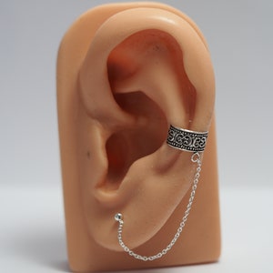 Sterling Silber Ohrmanschette Kette, Kette Manschette Ohrringe, Helix, Ohrstecker mit Kette, Körperschmuck, Schmuck Ohrmanschetten, Körperschmuck