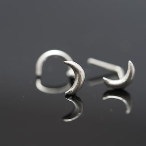 Tiny Horn Sterling Silver Nose Stud: 20 Gauge Nose Piercing