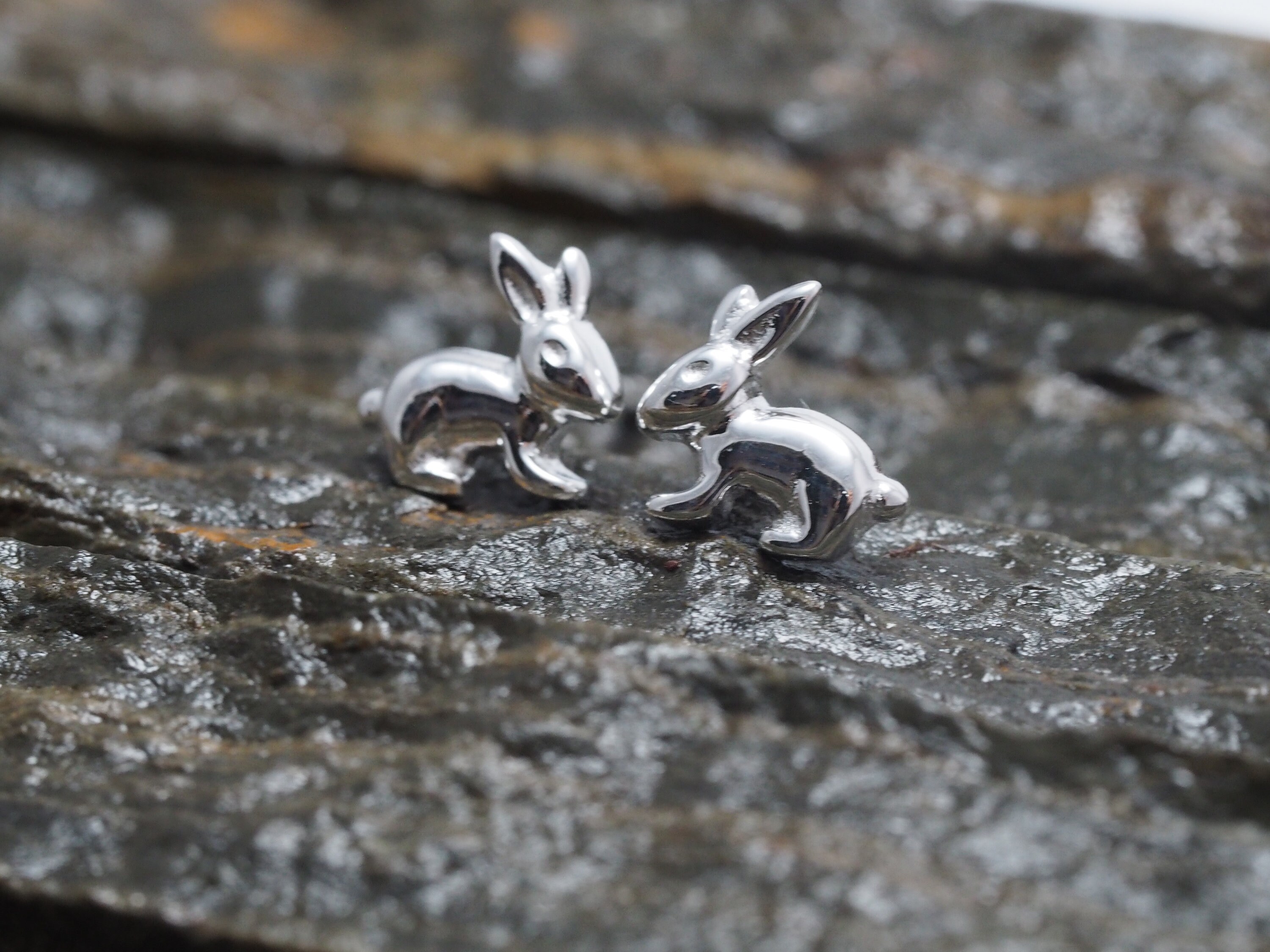 Bunny Rabbit Earrings 925 Sterling SilverLittle Ribbit | Etsy
