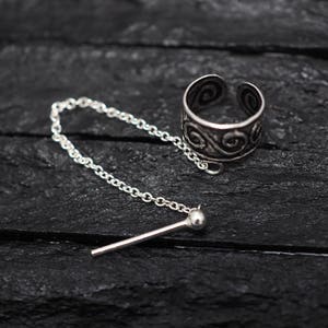 Chaîne de manchette d'oreille en argent sterling, boucles d'oreilles manchette en chaîne, hélice, clous d'oreilles avec chaîne, bijoux de corps, poignets d'oreilles bijoux, bijoux de corps