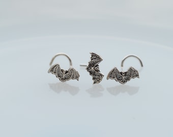 18,20 gauge Bat Nose Stud, 925 Sterling Zilver / Neus Stud / neusschroef, Body Piercing Sieraden, Zilveren Neusring