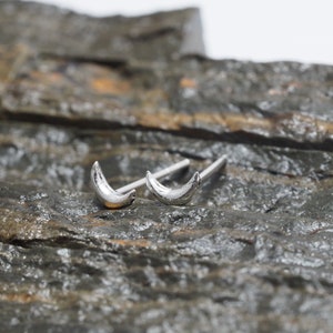 Horn stud earrings, Moon earrings , 925 Sterling Silver, Stud Earrings