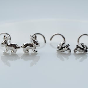 Bunny Rabbit Sterling Silver Nose Stud: Body Piercing Jewelry