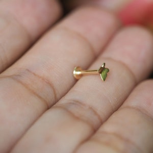 9K Gold Push Fit Labret - 18,16 Gauge Labret, Tiny Butterfly Labret ,Cartilage ,Tragus Ring, Helix Ring,Conch Piercing Stud