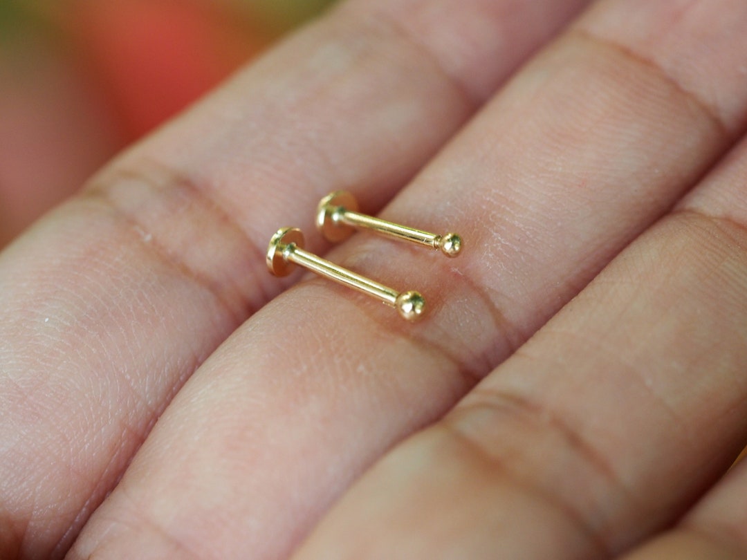9K Gold Push Fit Labret 1816 Gauge Labret Ball Labret Etsy