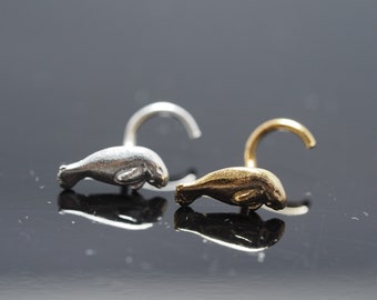 Sterling Silver Dugong Nose Stud: 18/20 Gauge Nose Screw