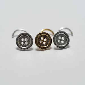 Sterling Silver Button Nose Stud: 18, 20 Gauge Nose Ring