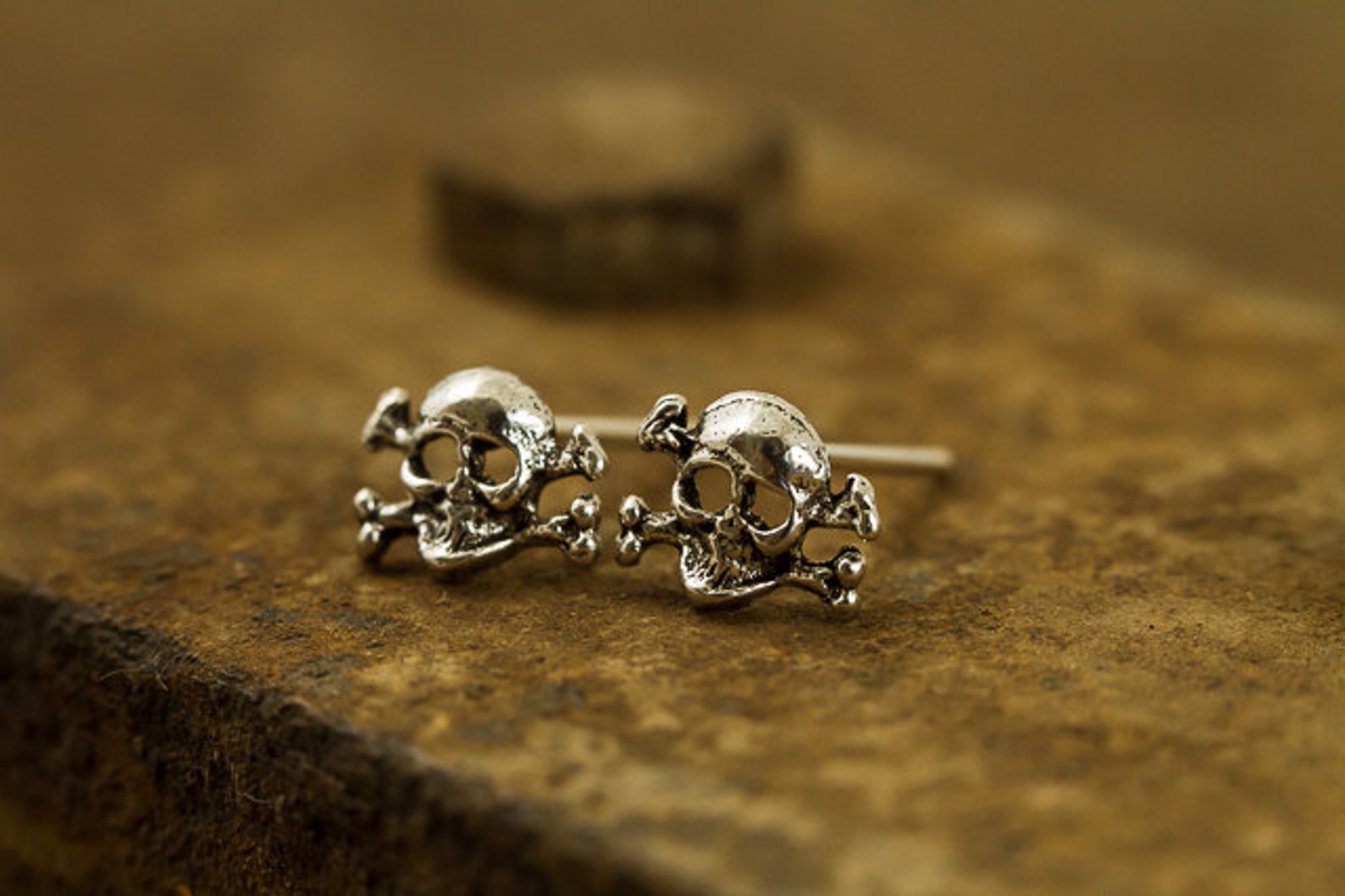 Sterling Silver Skull Earrings Pirate Skull Stud Earrings Etsy