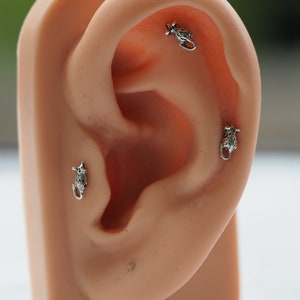Topo - calibro 20, calibro 18, calibro 16, barretta per labret in acciaio chirurgico inossidabile, perno a pressione, parte posteriore piatta, orecchino per cartilagine, gioielli da piercing