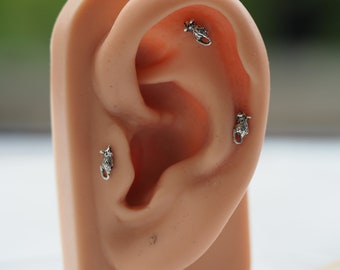 Sterling Silver Rat Labret: Surgical Steel Push Pin Cartilage Earring
