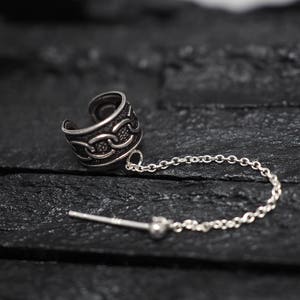 Sterling silver ear cuff chain,Chain cuff earrings,stud earrings with chain, Body Jewelry,  Jewelry ear cuffs, Body Jewelry