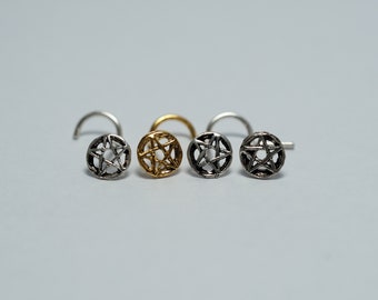 Sterling Silber Pentakel Nasenstecker: 18/20 Gauge Körperschmuck