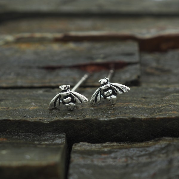 Bee Earrings, 925 Sterling Silver, Fly Stud Earrings, Minimalist, Gifts,Unique Earrings, Silver Stud Earrings, Tiny fly stud earrings