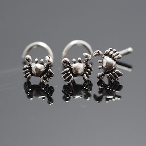 Sterling Silver Crab Nose Stud: 18/20 Gauge Body Piercing