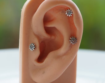 Orecchini A Spirale A Stella Ninja Tribale Unisex Piccoli Per Piercing Tragus Elica Lobo Cartilagine Per Uomini Adolescenti Donne In Acciaio Inossidabile Nero