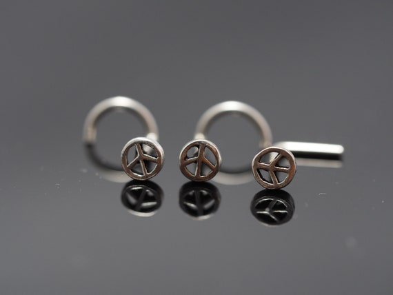 Nose Stud peace Sign Nose Stud Sterling Silver Nose Stud Nose