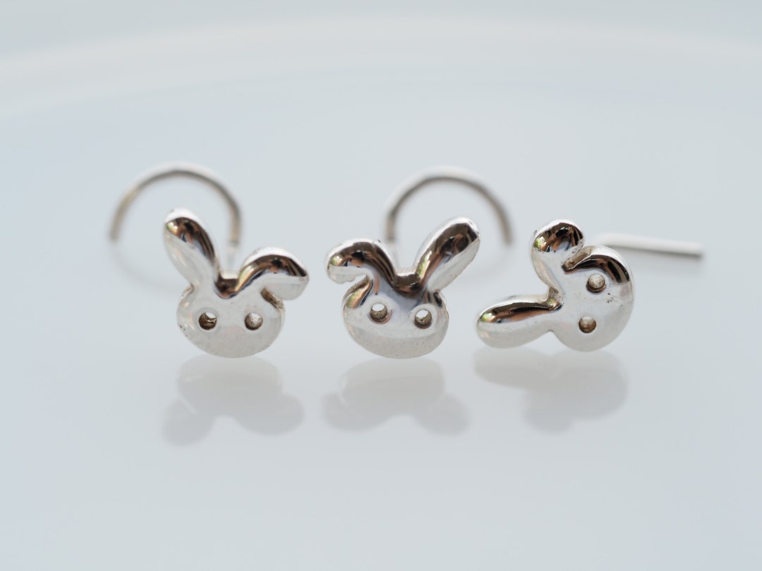 18 , 20 Gauge Nose Stud , Rabbit Nose Stud, Nose Ring, Jewelry Nose ...