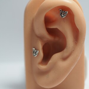 Catmask  - 20g, 18g, 16g Stainless steel Labret Barbell,  Push Pin Post , Flat Back ,Cartilage earring, Piercing Jewelry
