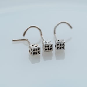 18 , 20 Gauge  Nose Stud ,Dice Nose Stud, nose ring, Jewelry Nose Stud, Body Piercing Jewelry, Nose Piercing, Body Jewelry