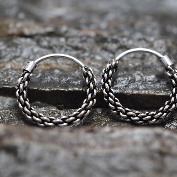 Twist earring , Bali Hoop Earrings, 925 sterling Silver, Weave Bali Hoop Earrings , Minimalist