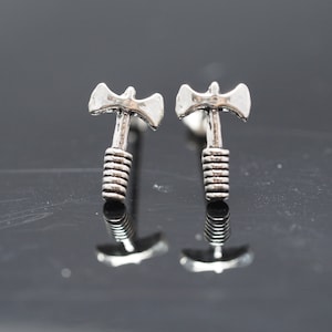 Sterling Silver Mini Axe Stud Earrings: Everyday Jewelry