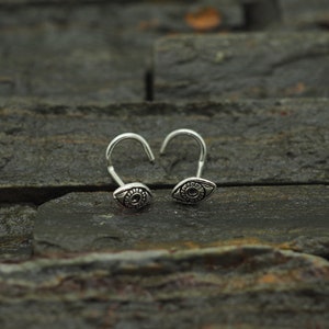 Oxidized Sterling Silver Eye Nose Stud - 20 Gauge