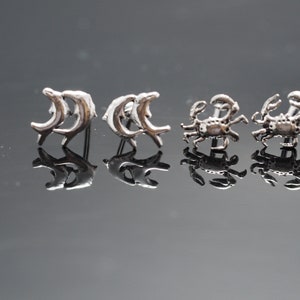 Double dolphin stud Earrring, Crab stud Earring ,925 Sterling silver, Minimal Jewelry, Silver stud earring, Sterling Silver