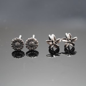 Sterling Silver Sunflower Stud Earrings: Floral Jewelry