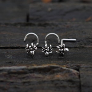 Tiny Spider Sterling Silver Nose Stud: Insect Nostril Jewelry