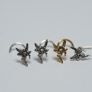 Sterling Silver Fairy Nose Stud: 18, 20 Gauge Nose Ring